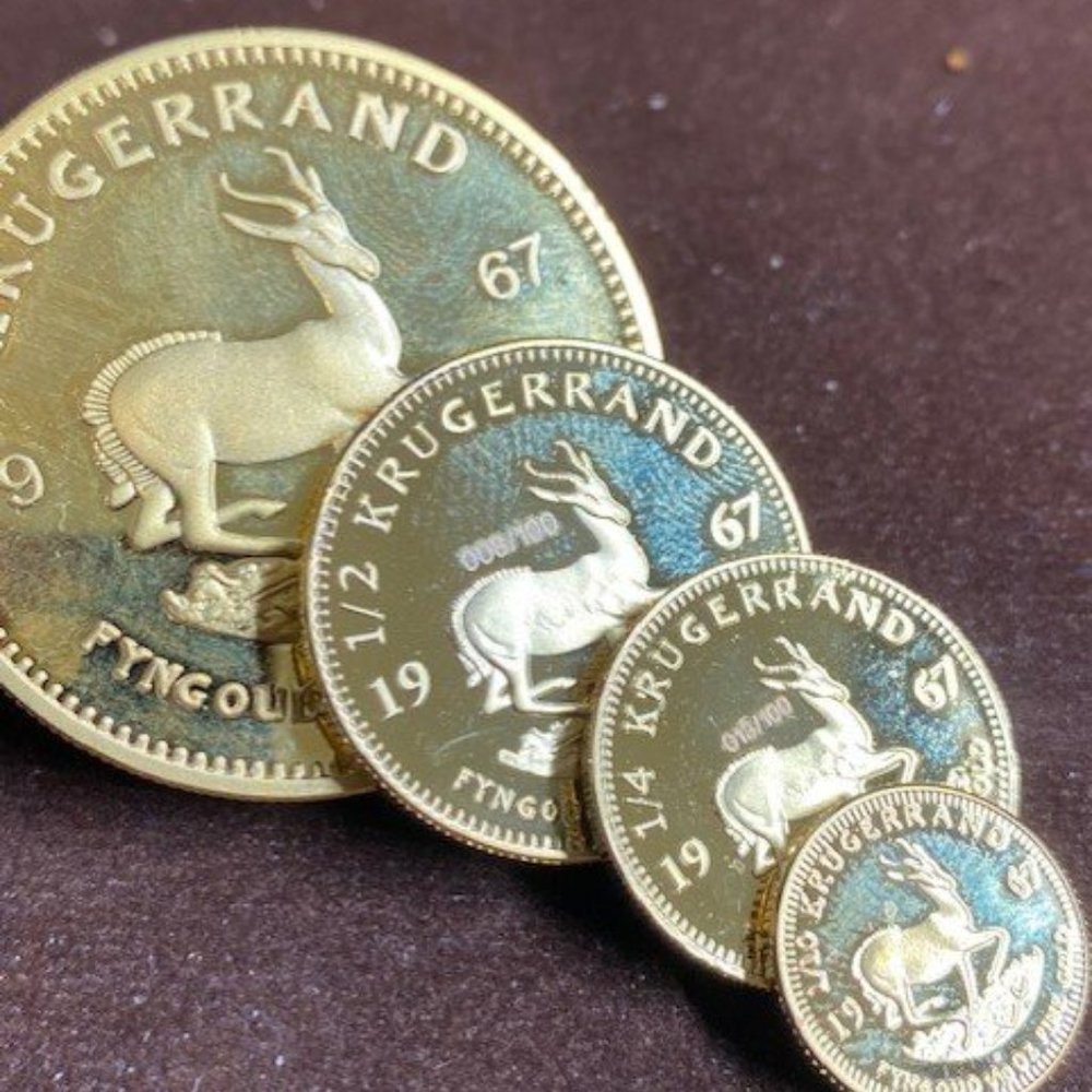 Rare Set of 4 1967 memorial gold clad Krugerrand coins 1/10oz 1/2oz 1/4oz 1oz